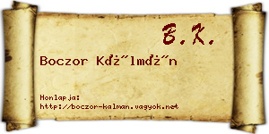 Boczor Kálmán névjegykártya